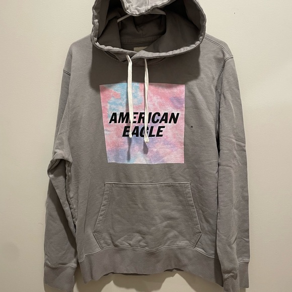AE Fleece Graphic Pullover Hoodie GRAY Size Medium NWT - Picture 3 of 6